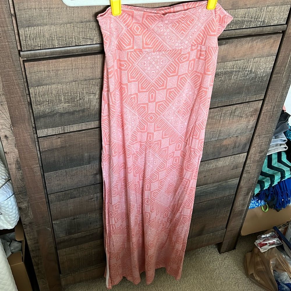 Peach Patterned Maxi Skirt, Size L